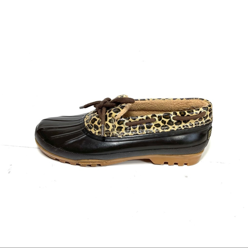 Sperry Top Sider Duck Boots Women’s Size 7 Leopard Print Rubber